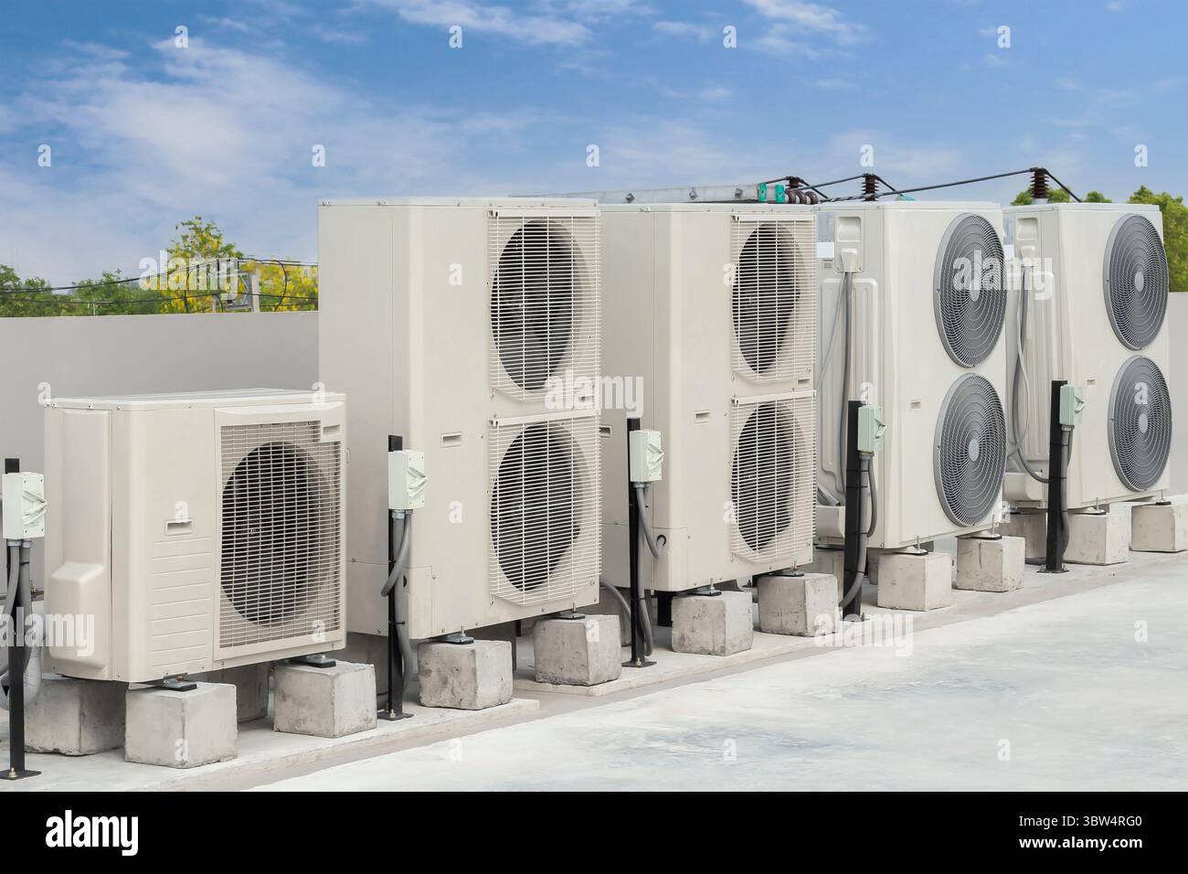 Air conditioning outdoor unit compressor install outside the building ...