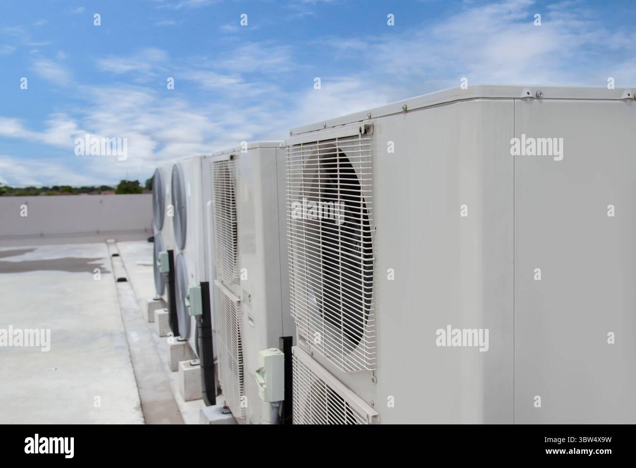 Air conditioning outdoor unit compressor install outside the building ...