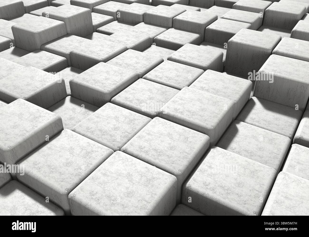 Stone Block Rendering White masonry cement block and stone background. Architecture and ...