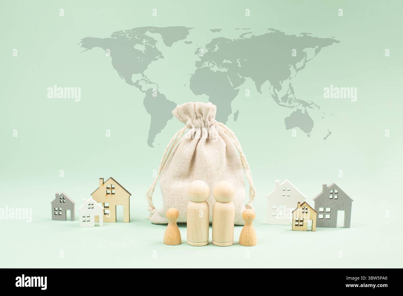 Housing shortage, increase costs of living, inflation, house renting or buying, mortgage rate, bank loan, real estate and insurance concept, investmen Stock Photo
