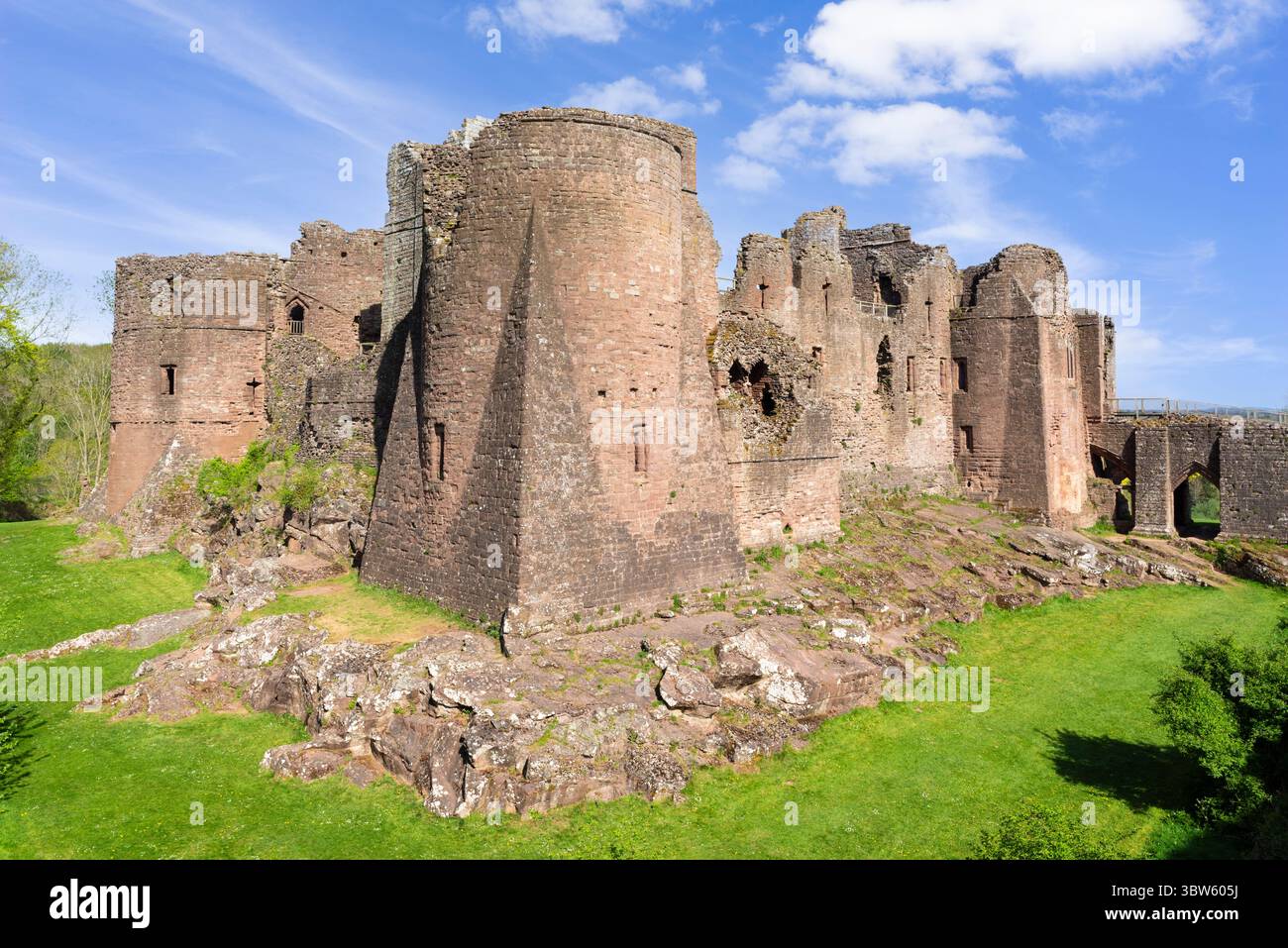 Goodrich castle ruins in the village of Goodrich Herefordshire England UK GB Europe Stock Photo
