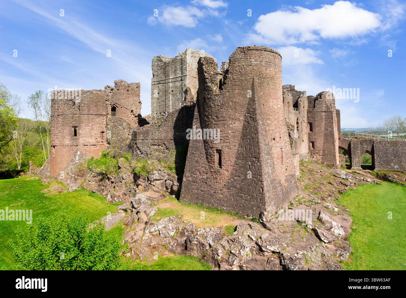 Goodrich castle ruins in the village of Goodrich Herefordshire England UK GB Europe Stock Photo