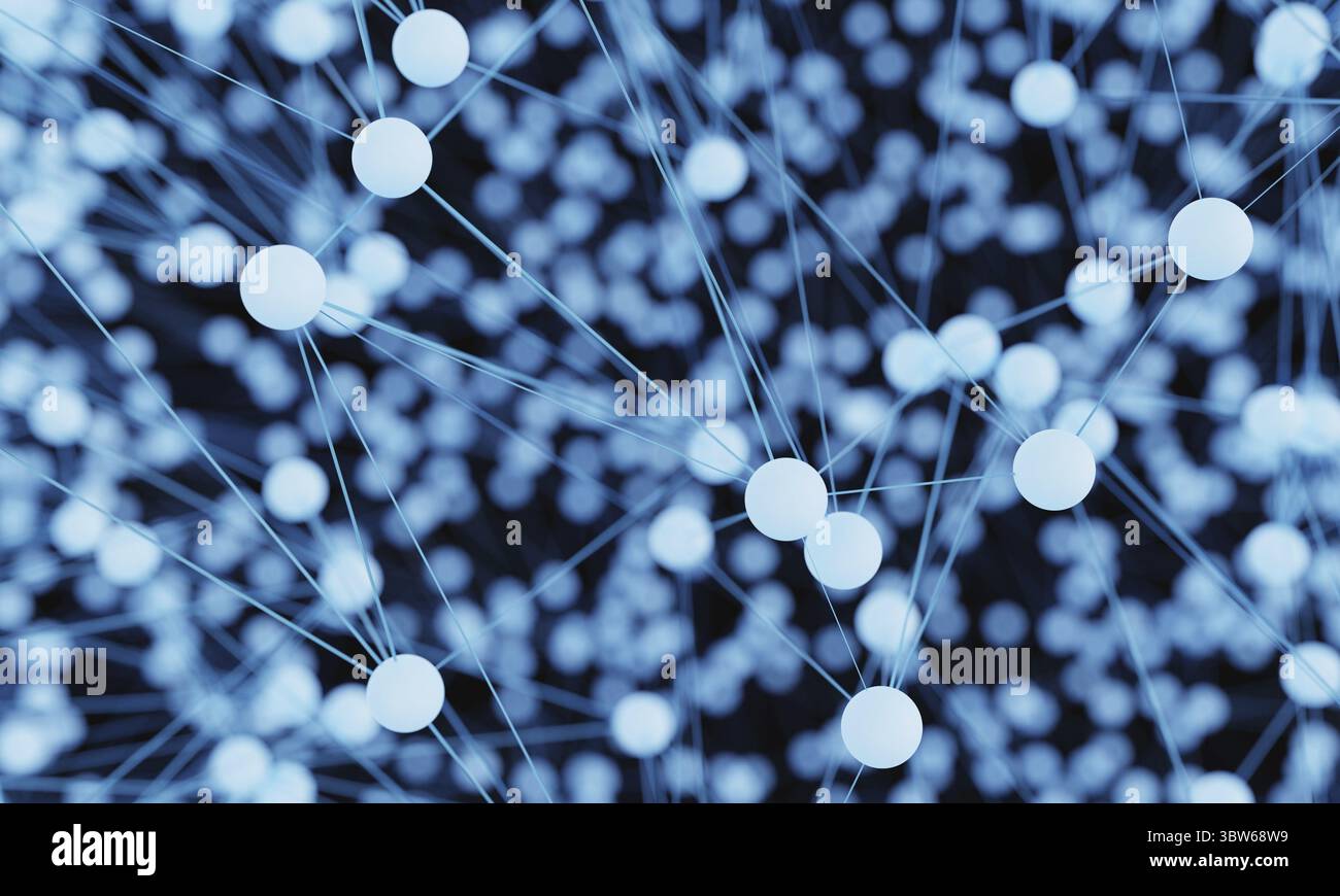 Abstract blue light bulb futuristic technology network node. Cable data ...