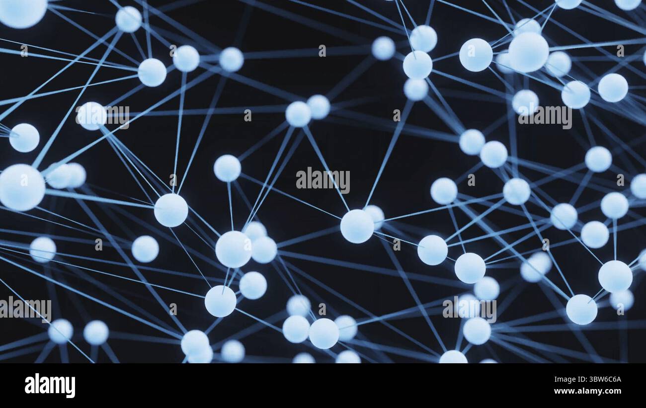 Chaotic structure plexus network node mesh background. Abstract and science technology concept. 3D illustration rendering Stock Photo