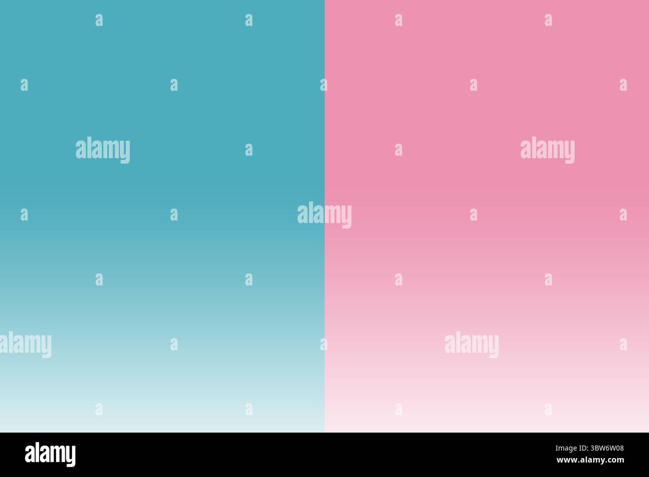 Split-screen flat design is showing gradient panels in turquoise-to-white and pink-to-white tones Stock Photo