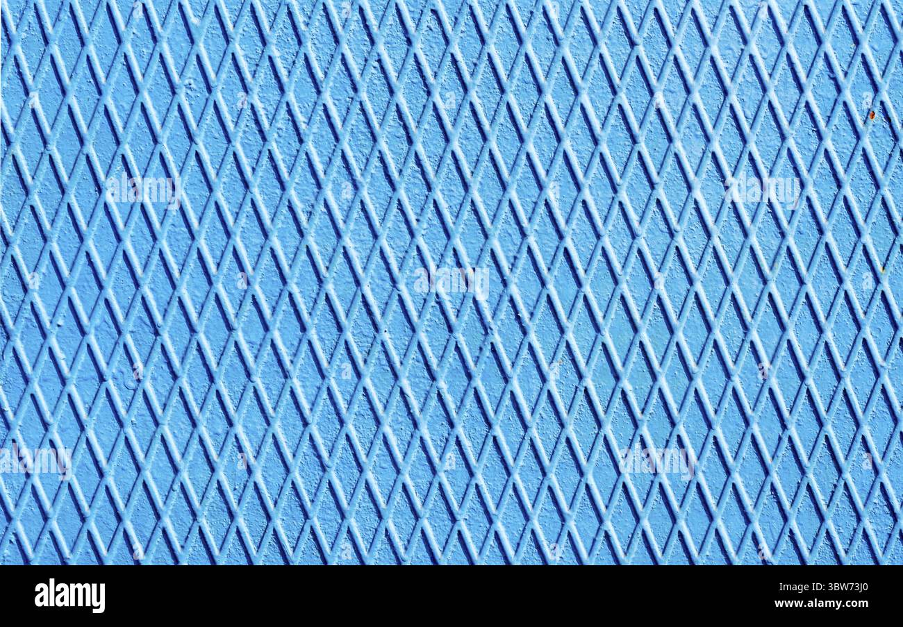 Blue iron wall with intersecting lines abstract geometric background Stock Photo