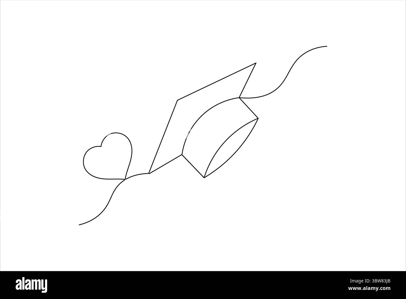 Graduation cap single line art design isolated outline illustration ...