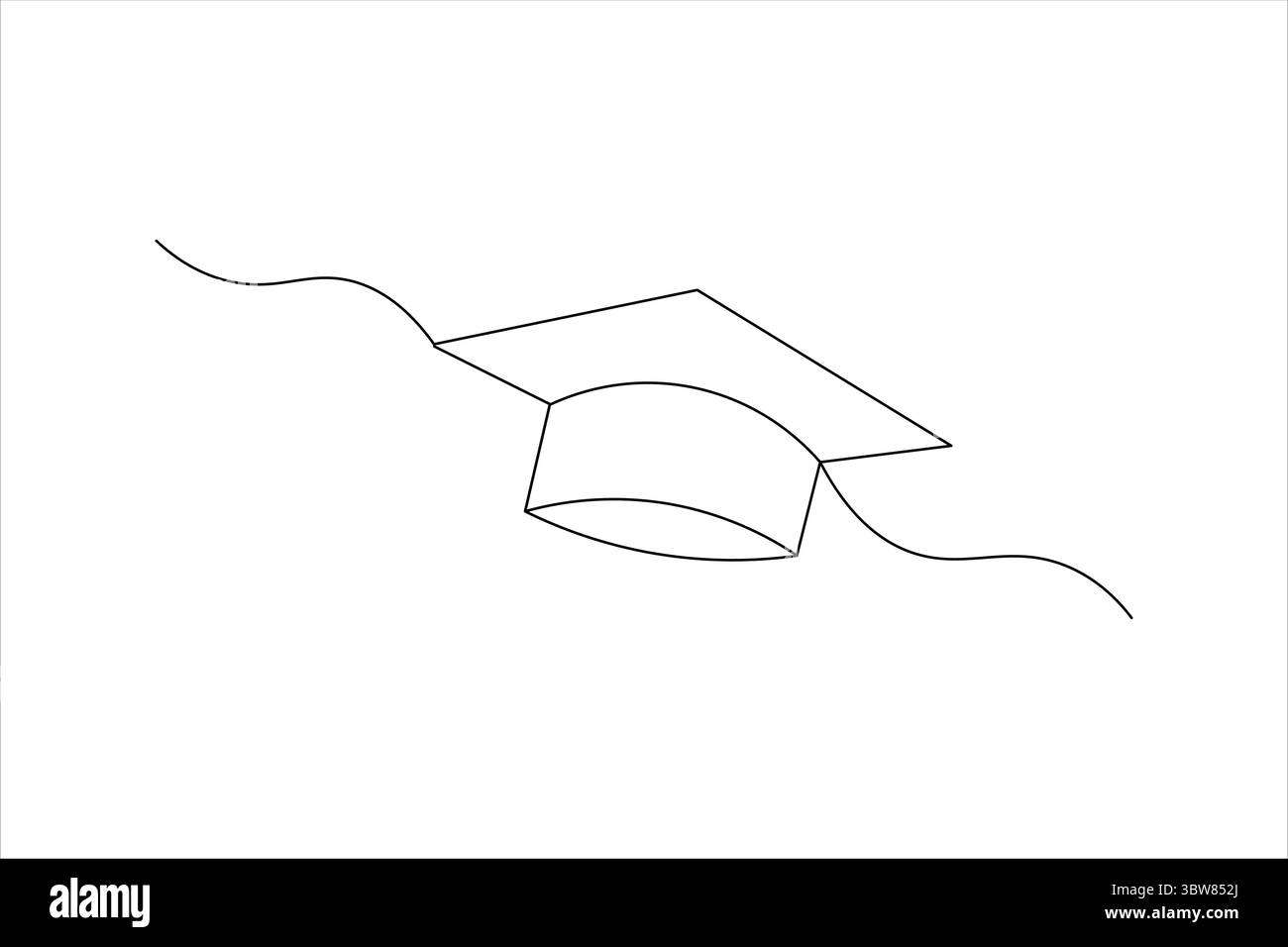 Graduation cap single line art design isolated outline illustration ...