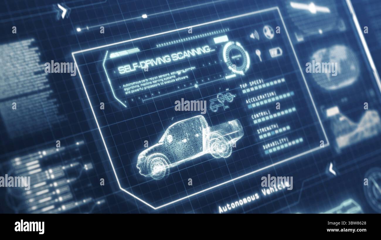 HUD self-driving vehicle pickup truck car specification scanning test ...