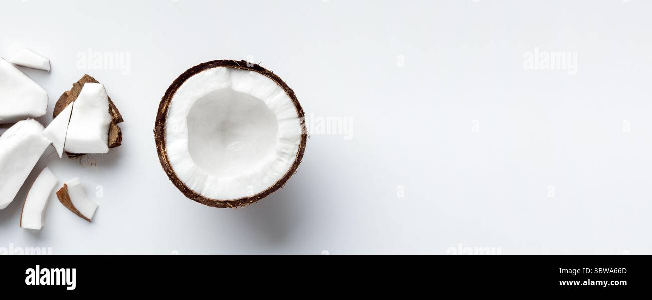 Chopped coconut on white Stock Photo