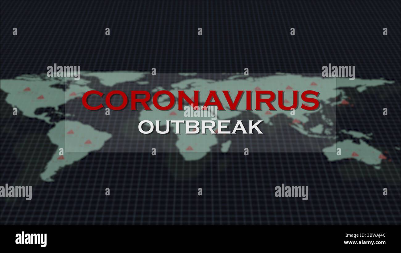 Coronavirus outbreak warning text message on global world map ...