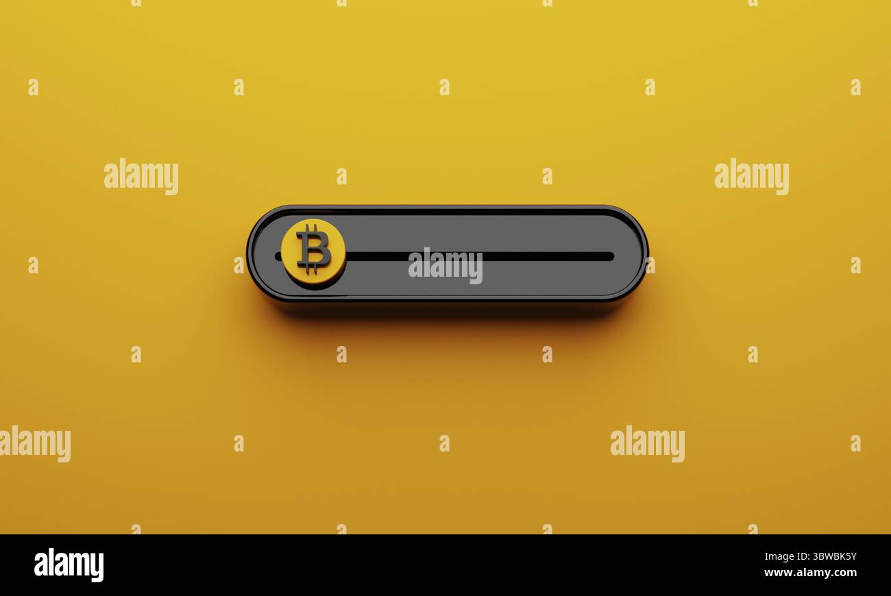 Black Crypto currencies Bitcoin slide bar on yellow background. Slider for  making profit by sell or buy in BTC theme. Economic and business investment  Stock Photo - Alamy