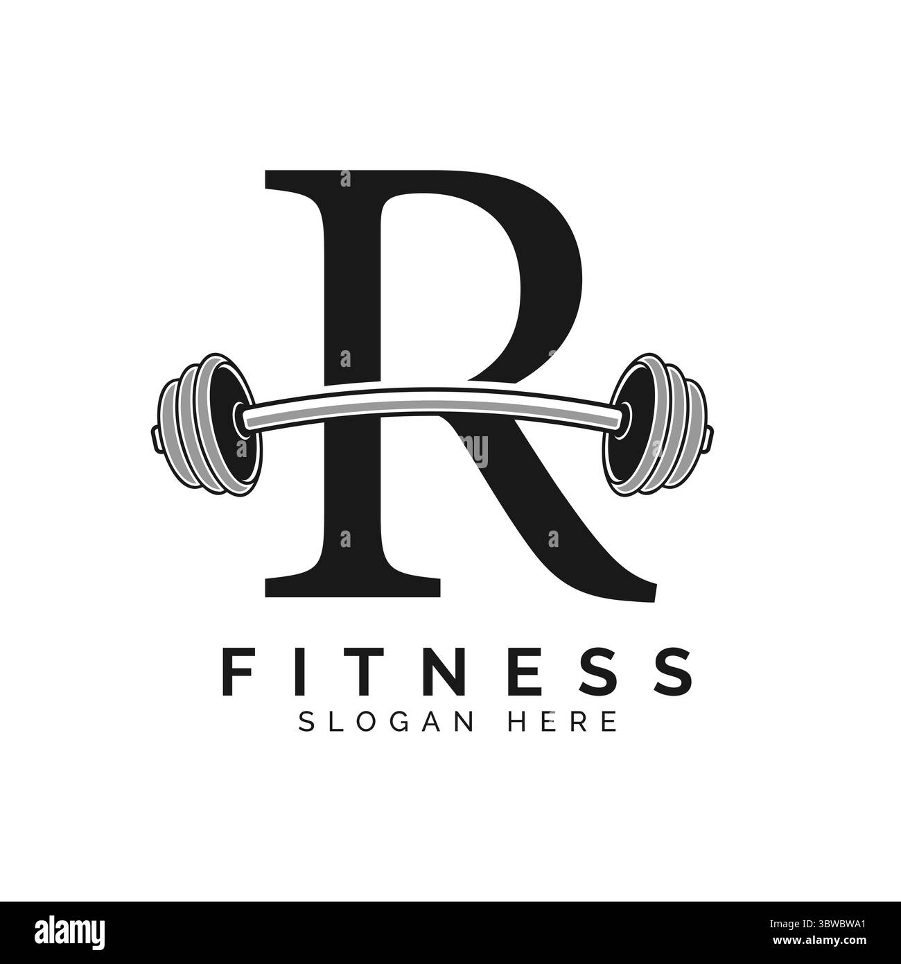 Letter R Gym Logo Design. Alphabet R Barbell symbol Icon Stock Vector ...