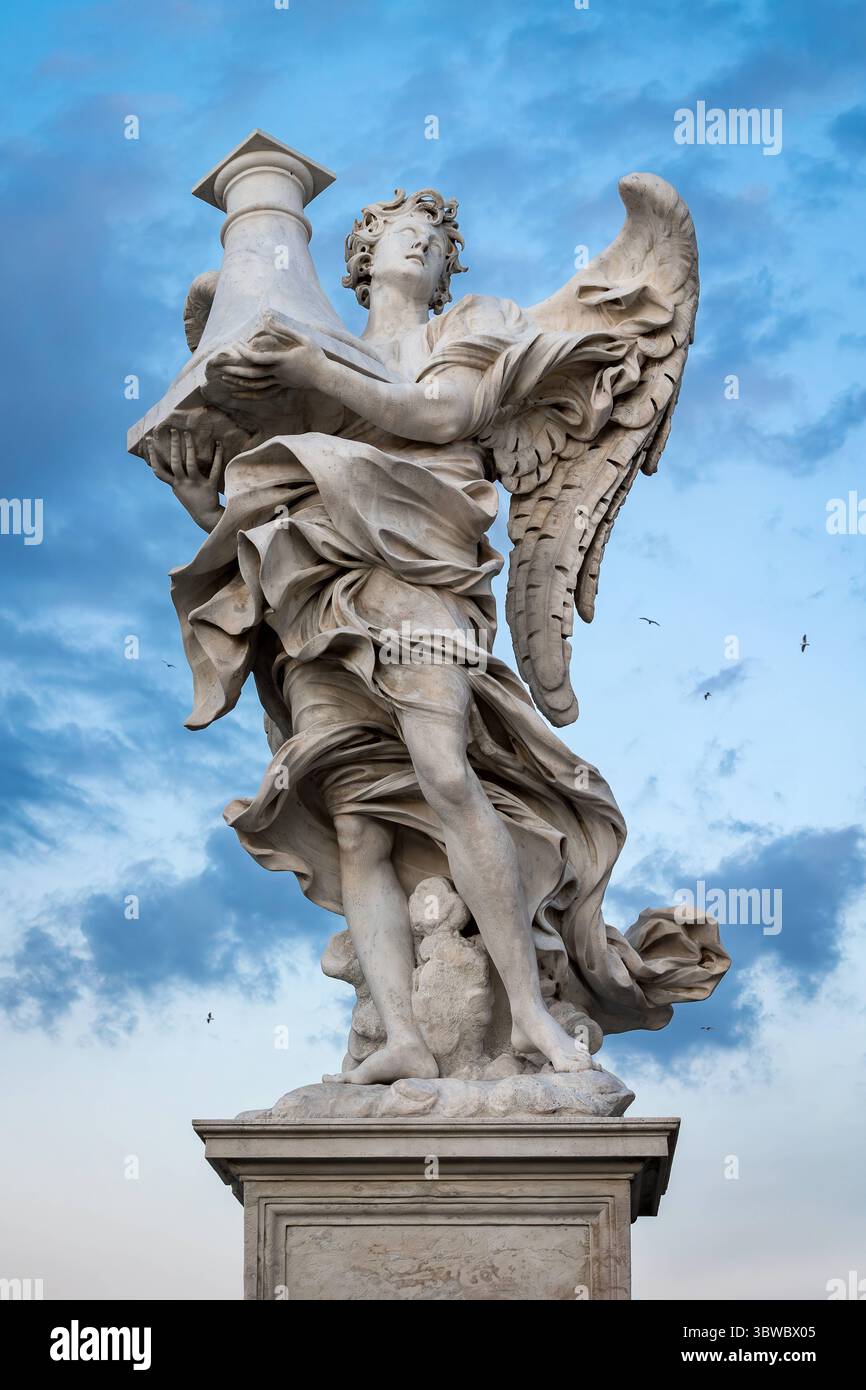 Marble statue of an angel holding a column. My throne is in the column ...