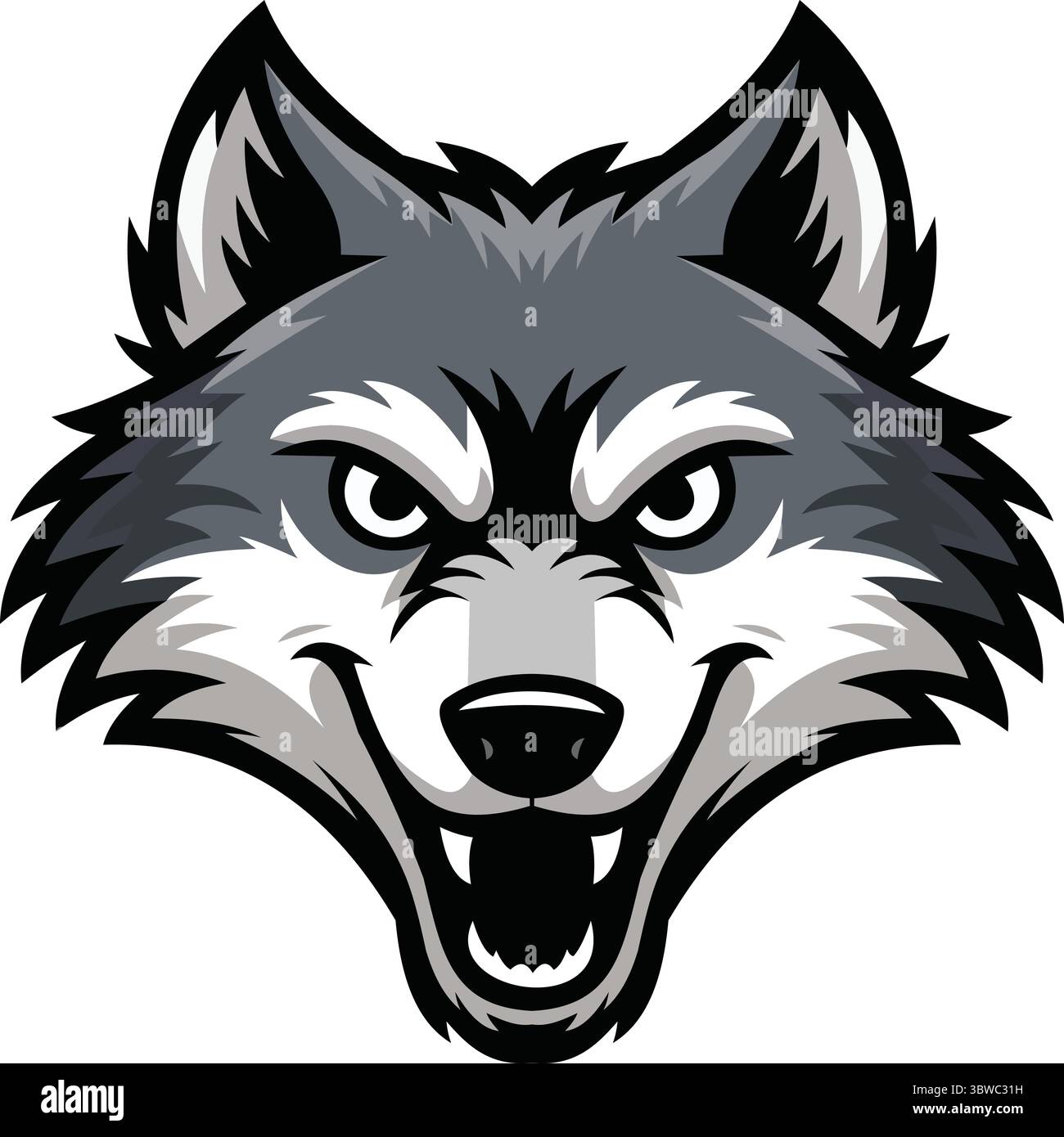 'Fierce Wolf Head Illustration' Stock Vector