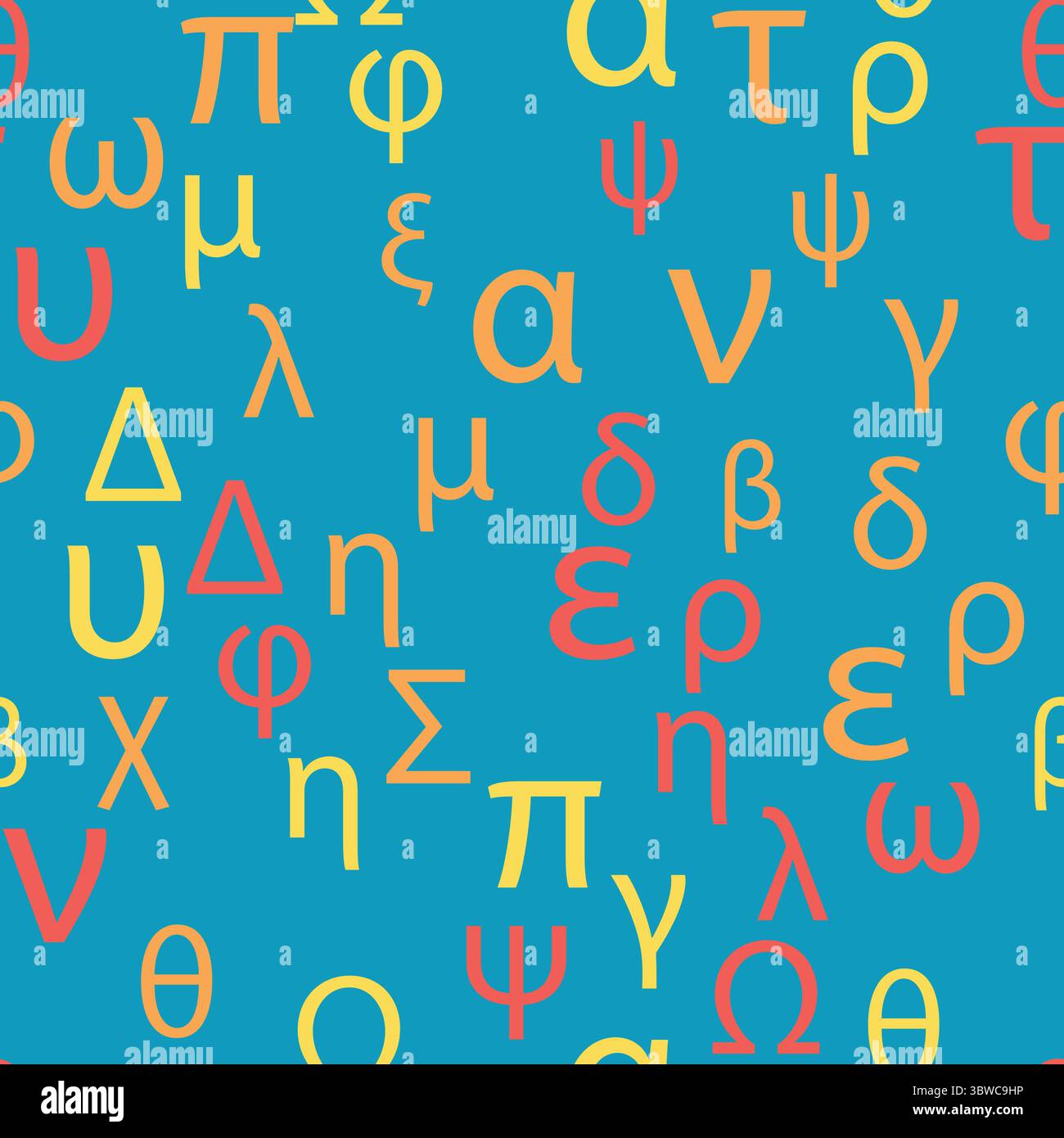 Pictographic Runes Seamless pattern Letters and symbols of the Greek alphabet. Bright ...