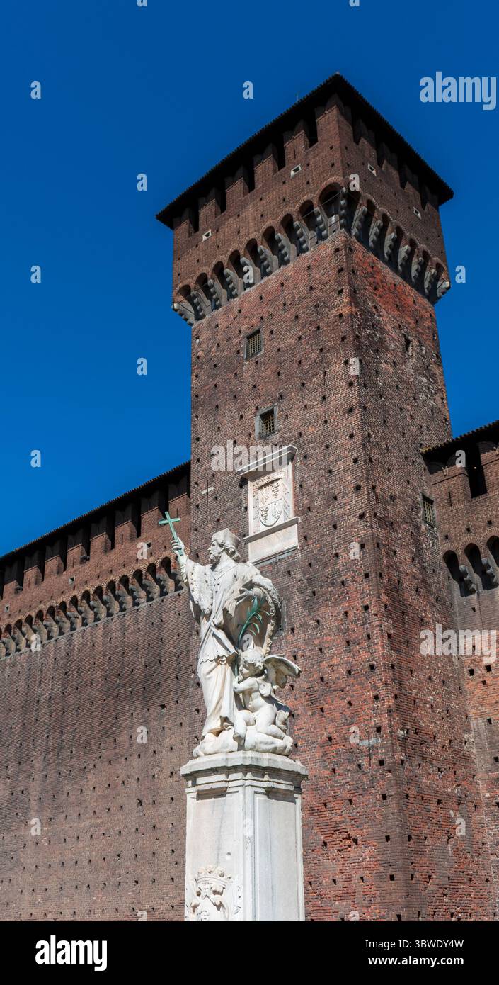 Statue of Saint Jphn of Nepomuk Sforza castle Milan Italy Stock