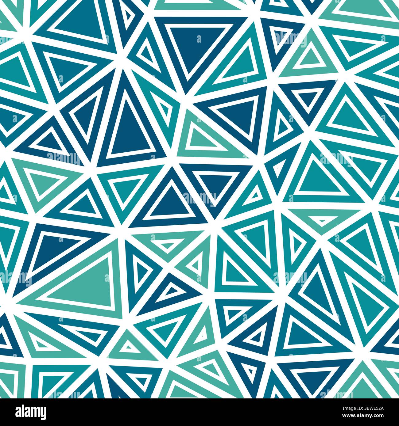 Triangulation geometric shapes background. Medium triangle size. Solid shapes in frames. Multiple colors style. Repeatable pattern. Stock Vector