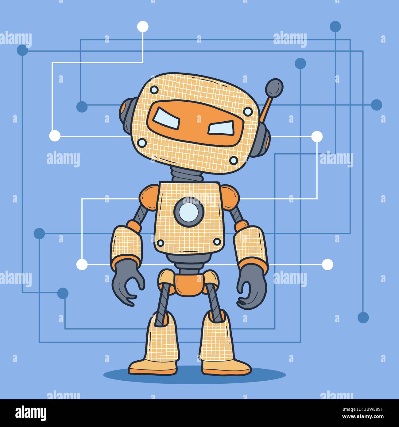 Futuristic Robot. Virtual Technology Assistant. Vector illustration. Technology Avatar character for tech support, security, chatbot projects, design. Stock Vector