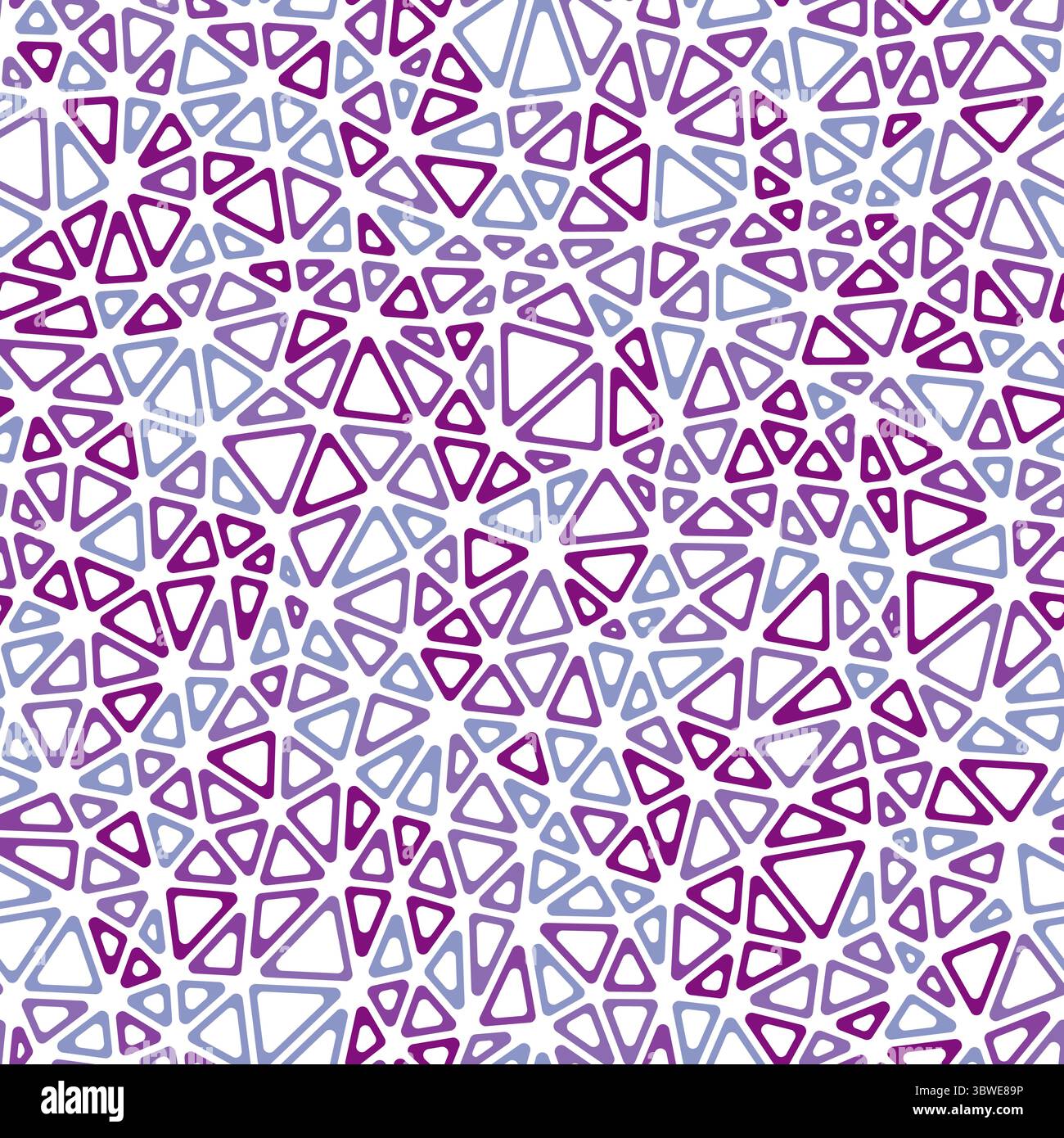 Background with triangles pattern. Small triangles size. Multiple colors style. Rounded triangular cells outlined. Repeatable pattern. Stock Vector