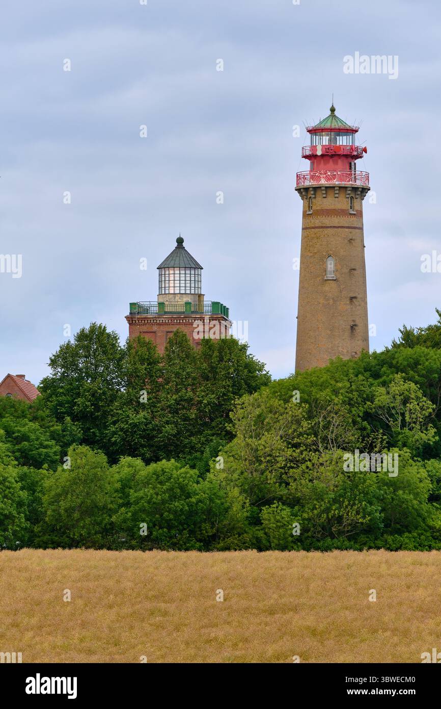 July 9, 2025 - Putgarten-Germany: Two historic brick lighthouses of ...