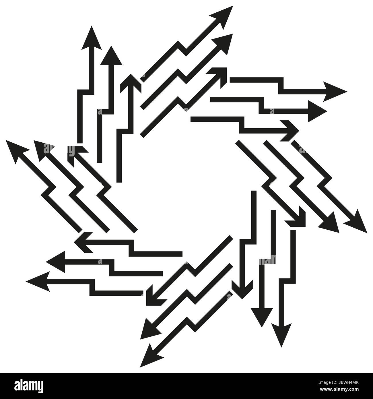 Circular arrow pattern. Directional flow symbol. Cyclic motion design ...