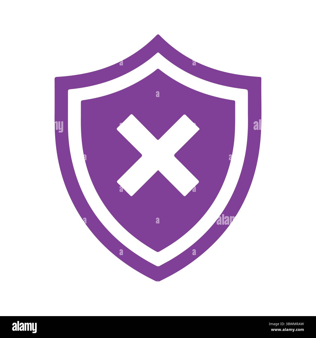 Purple shield with a white cross symbolizing protection and security ...
