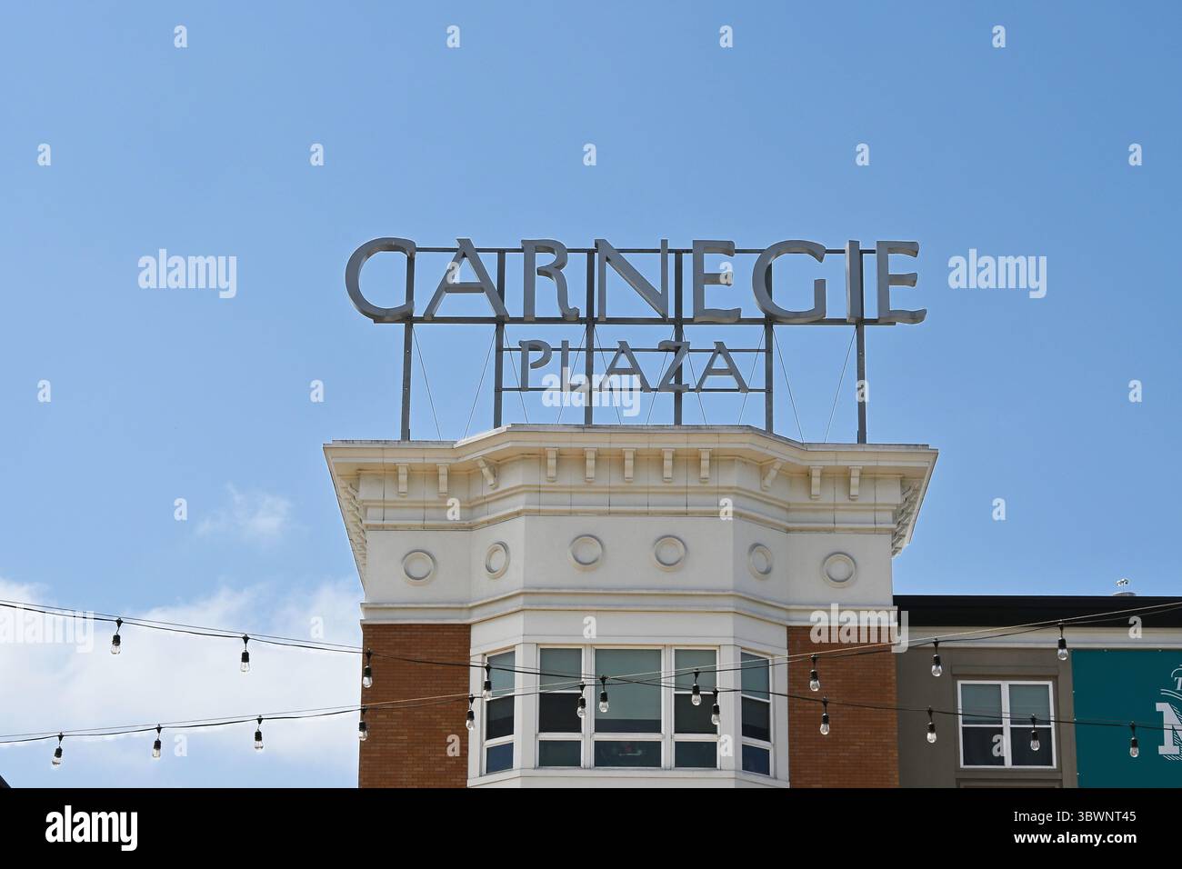 ANAHEIM, CALIFORNIA - 23 JUNE 2025: Carnegie Plaza sign in Ctr City in ...