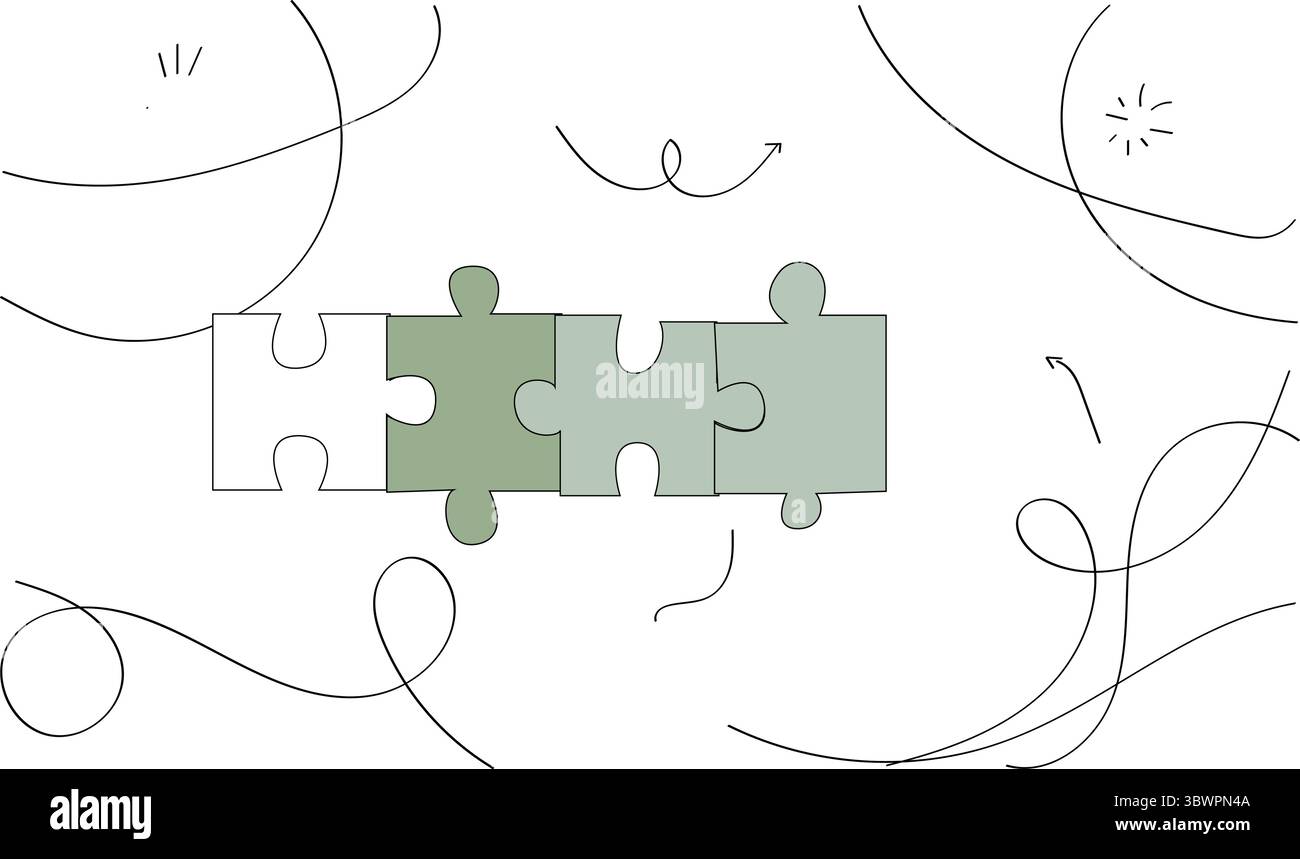 Collaborative teamwork concept symbolized by connecting puzzle pieces, achieving success. Stock Vector