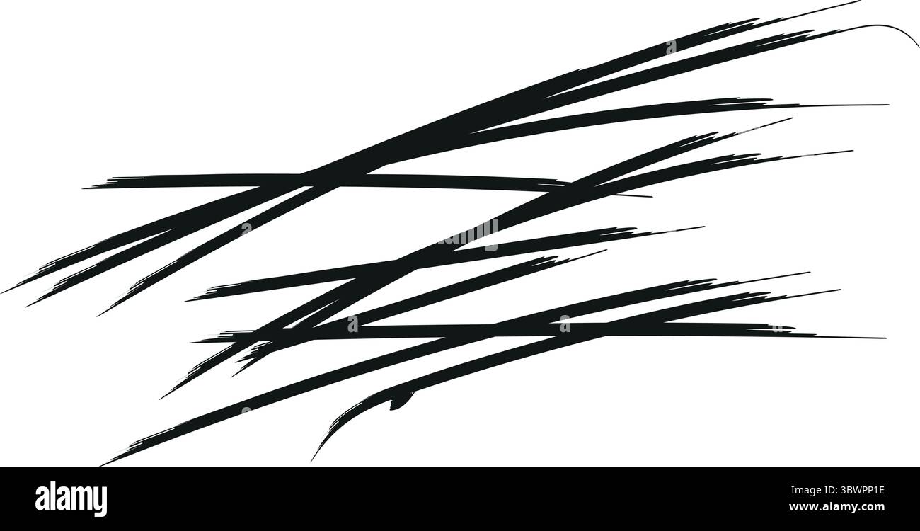 Dynamic abstract black strokes create modern artistic textures and visual interest for graphic projects Stock Vector