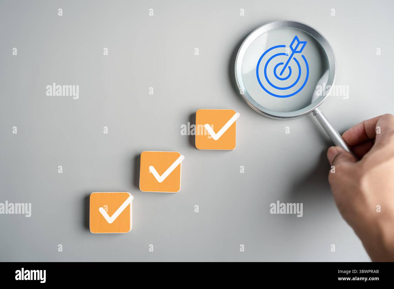 Planning checklist goal target in magnifying glass, project planning ...