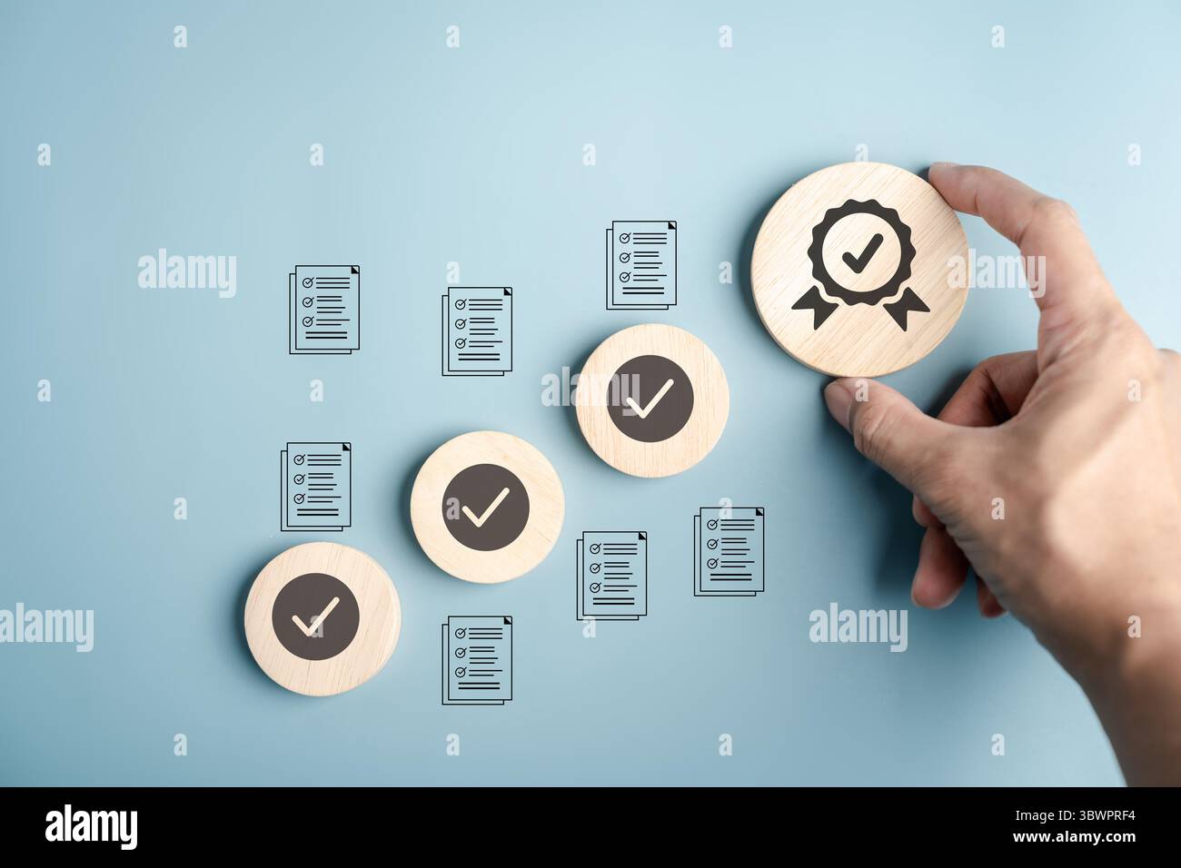 Quality approval document management system verified checklist forms and certification, representing Stock Photo