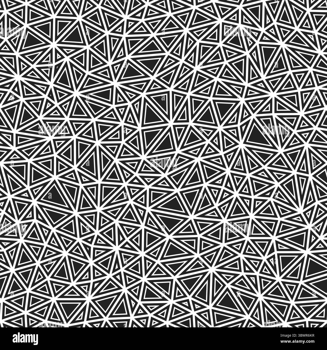 Triangles background. Small triangles size. Solid shapes in frames. Black and white style. Repeatable pattern. Beautiful vector tiles. Stock Vector