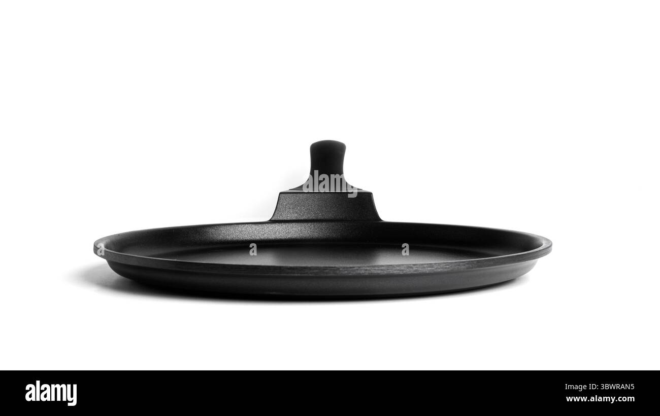 Black frying pancake pan isolated on white background. High quality photo Stock Photo