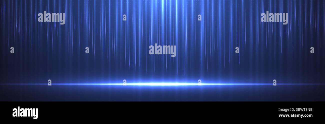 Technology data stream background with vertical glowing lines. Futuristic light effect with digital matrix. Big data visualization, innovation or AI c Stock Vector