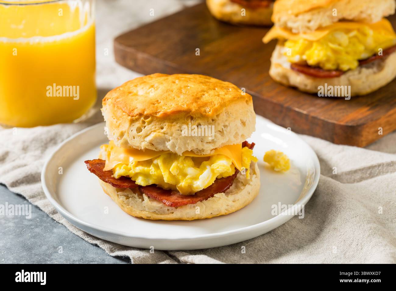 Greasy Bacon Egg and Cheese Buttermilk Biscuit Sandwich for Breakfast ...