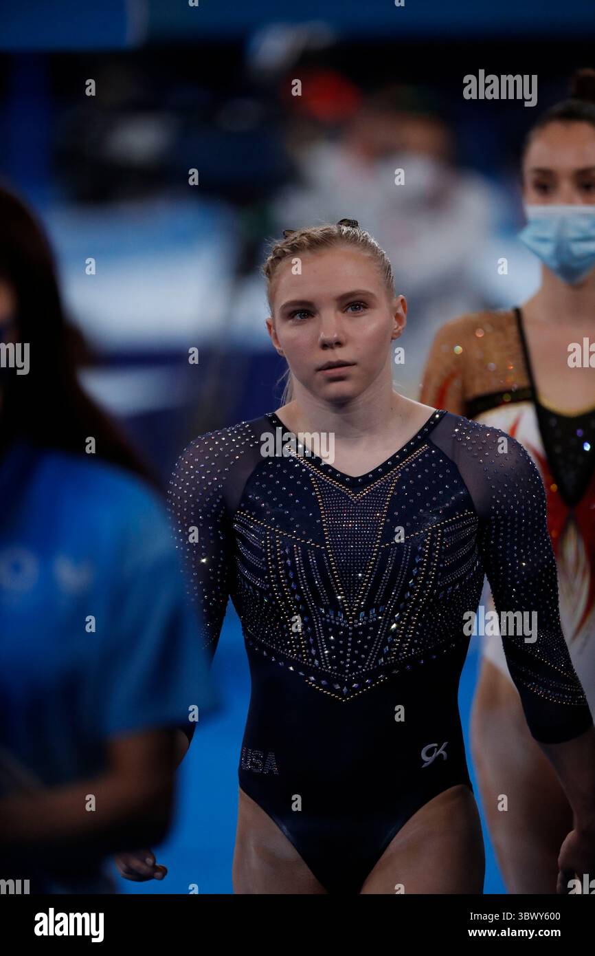 July 29, 2021, Tokyo, Kanto, Japan Jade Carey (USA) shown between