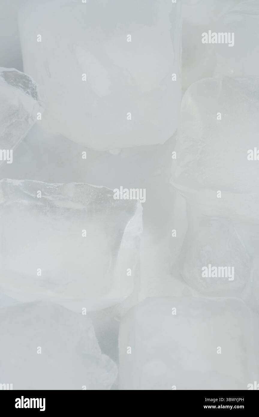 Clean ice cubes on white studio background close up view Stock Photo