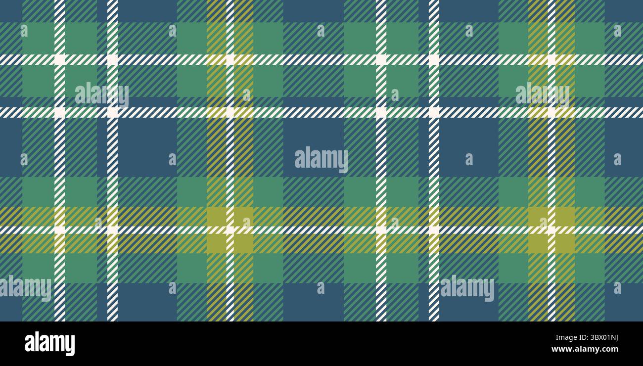 A seamless tartan plaid pattern in rich blue and green shades with ...