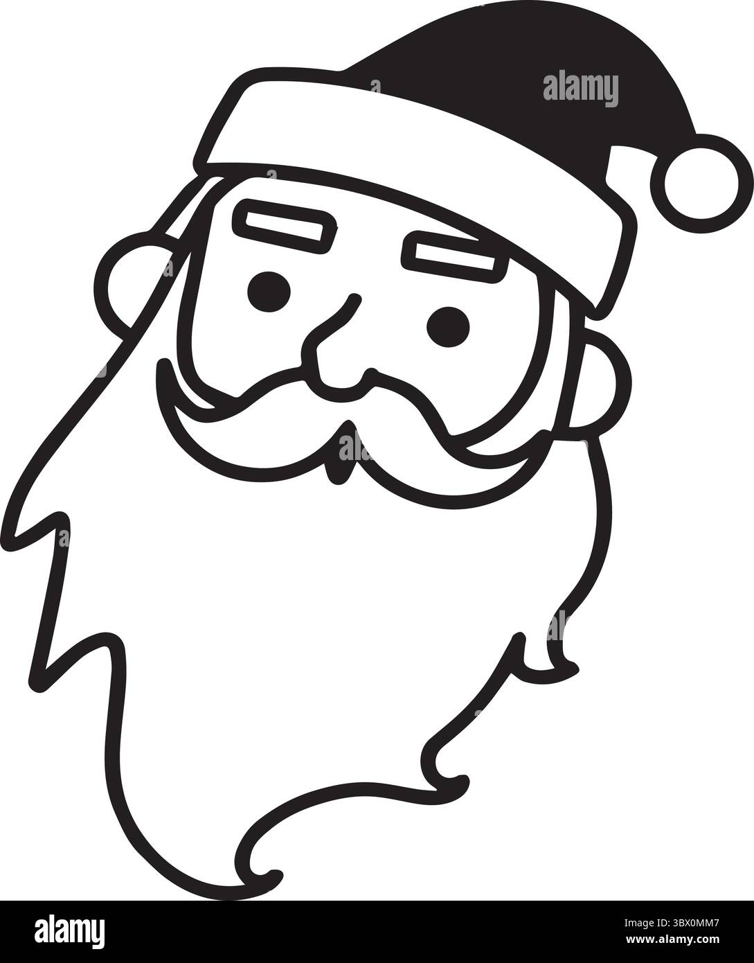 A Santa head silhouette vector art illustration with white background Stock Vector