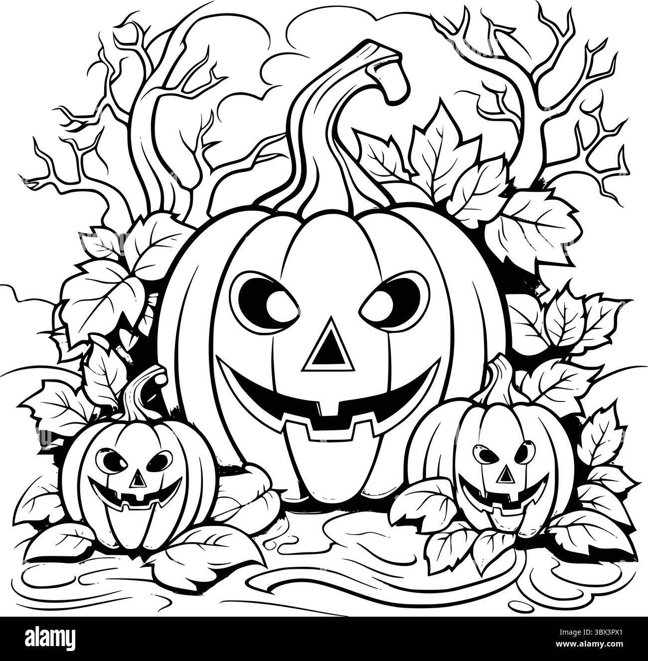 Halloween Pumpkin Coloring Page Drawing For Kids Stock Vector Image Halloween Pumpkin Coloring Page Drawing For Kids Stock Vector Image