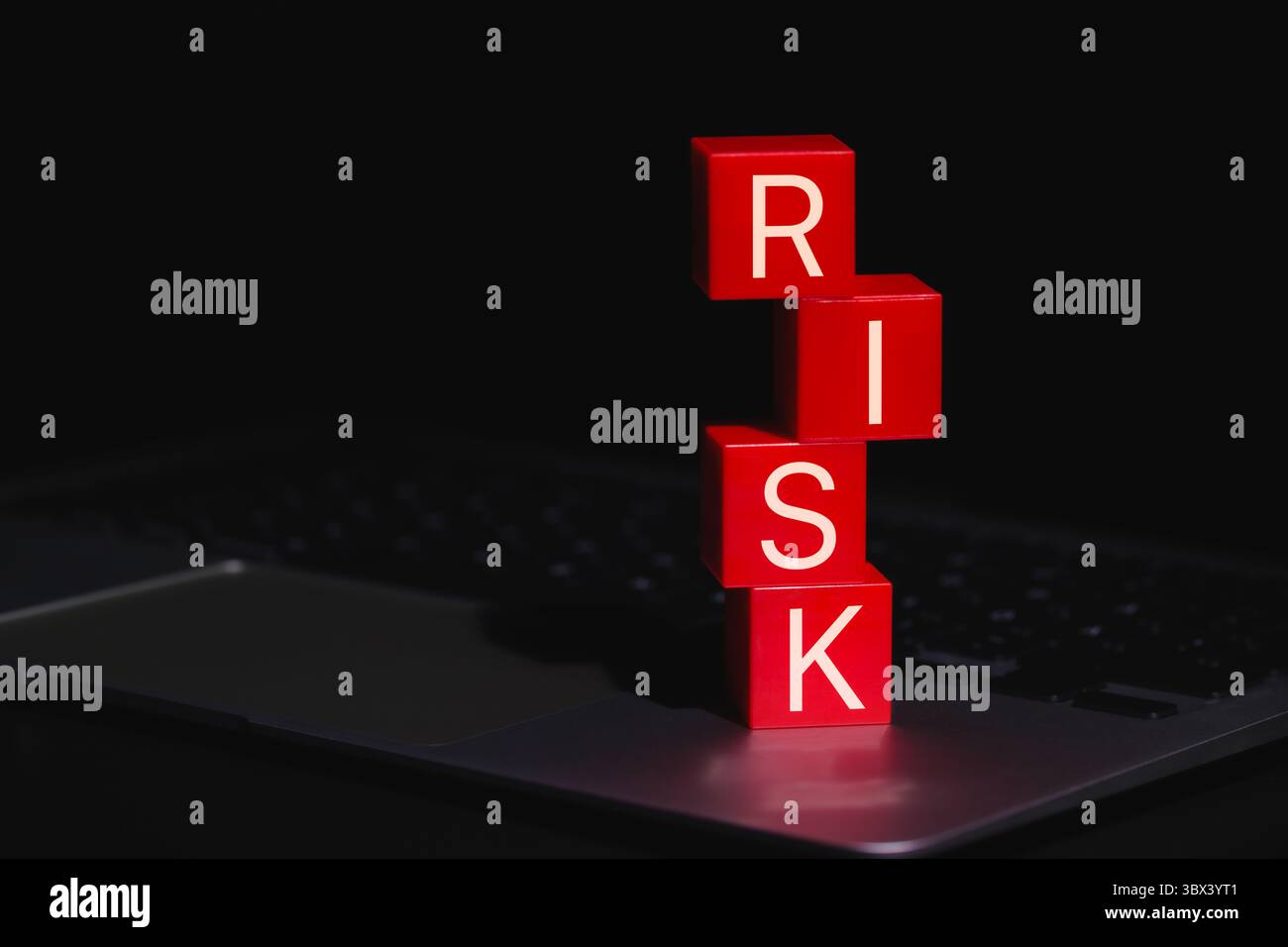 Red Risk Blocks Representing Digital Danger. Stacked red blocks ...