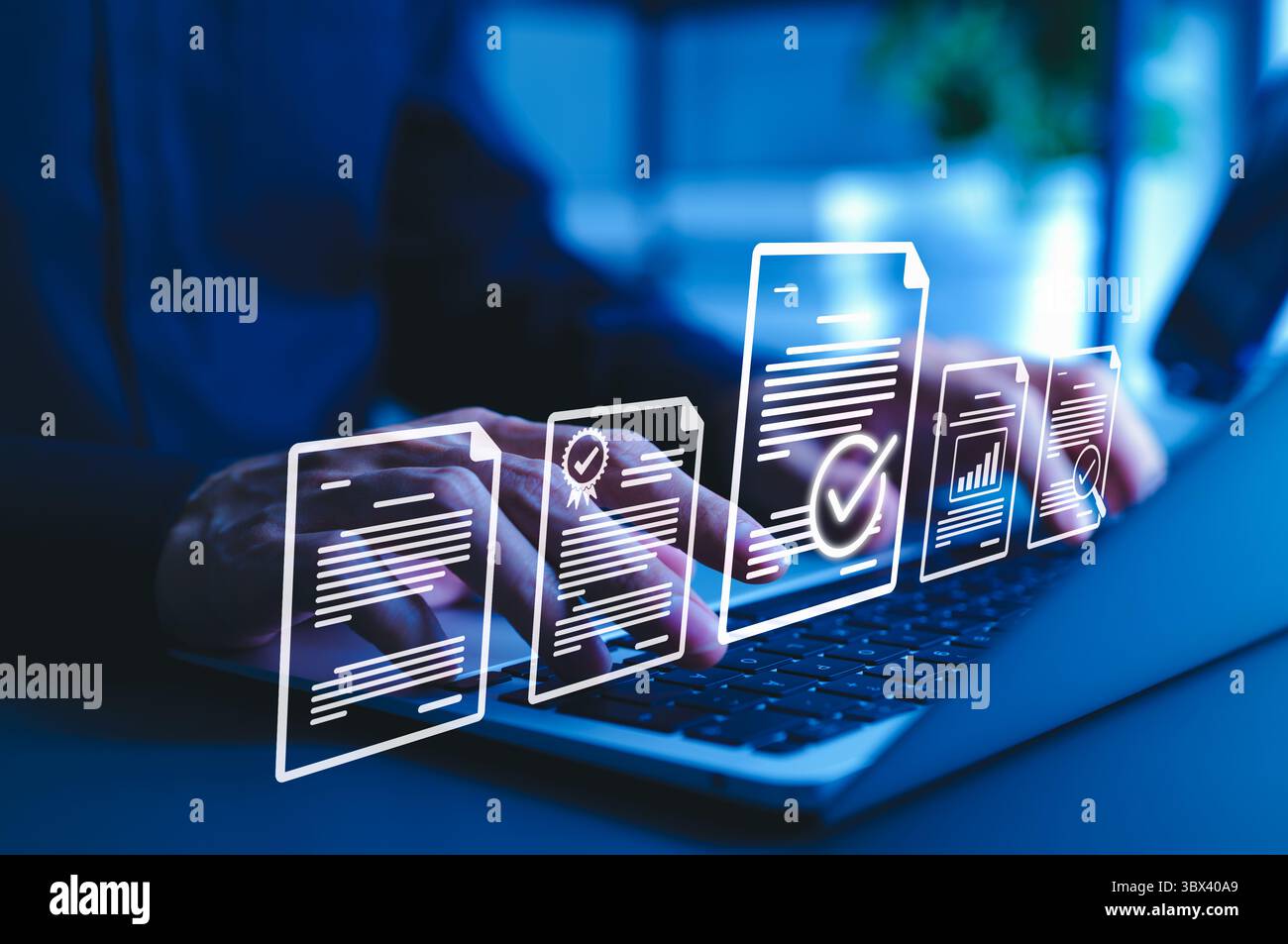 Document Review and Quality Control Process Concept. Person using ...