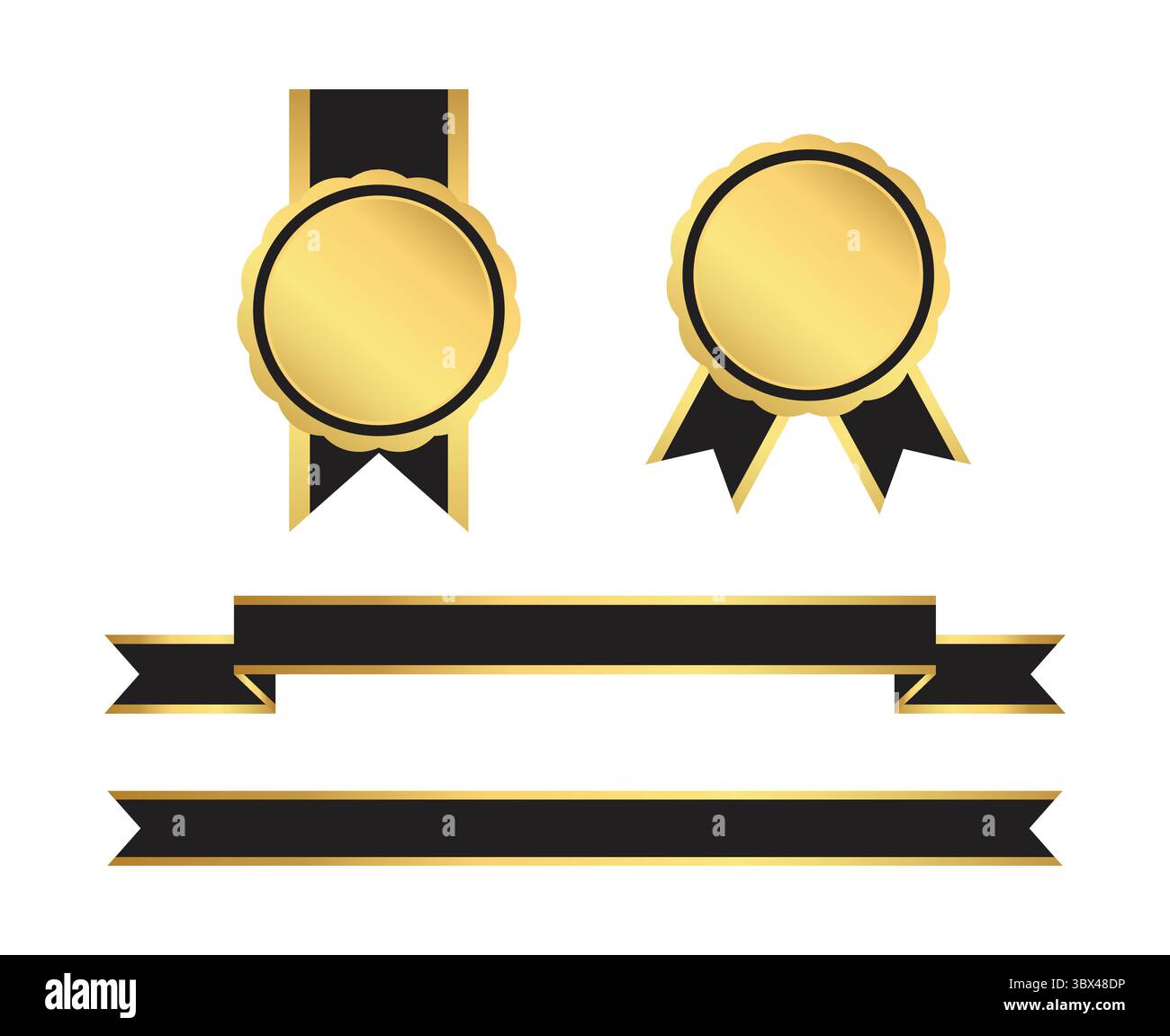 A collection of realistic golden luxury badges in vector format. This ...