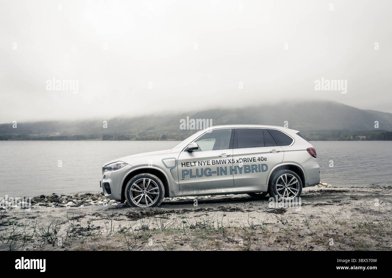 BMW X5 Hybrid seen for the side Stock Photo