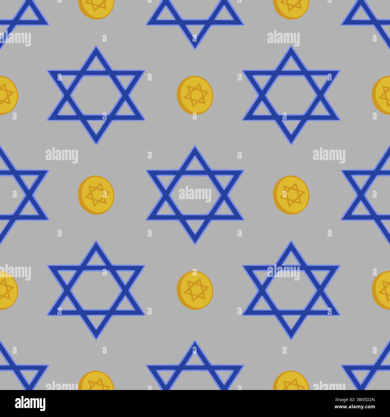 Gelt Vector Seamless vector pattern featuring blue Star of David symbols and golden ...