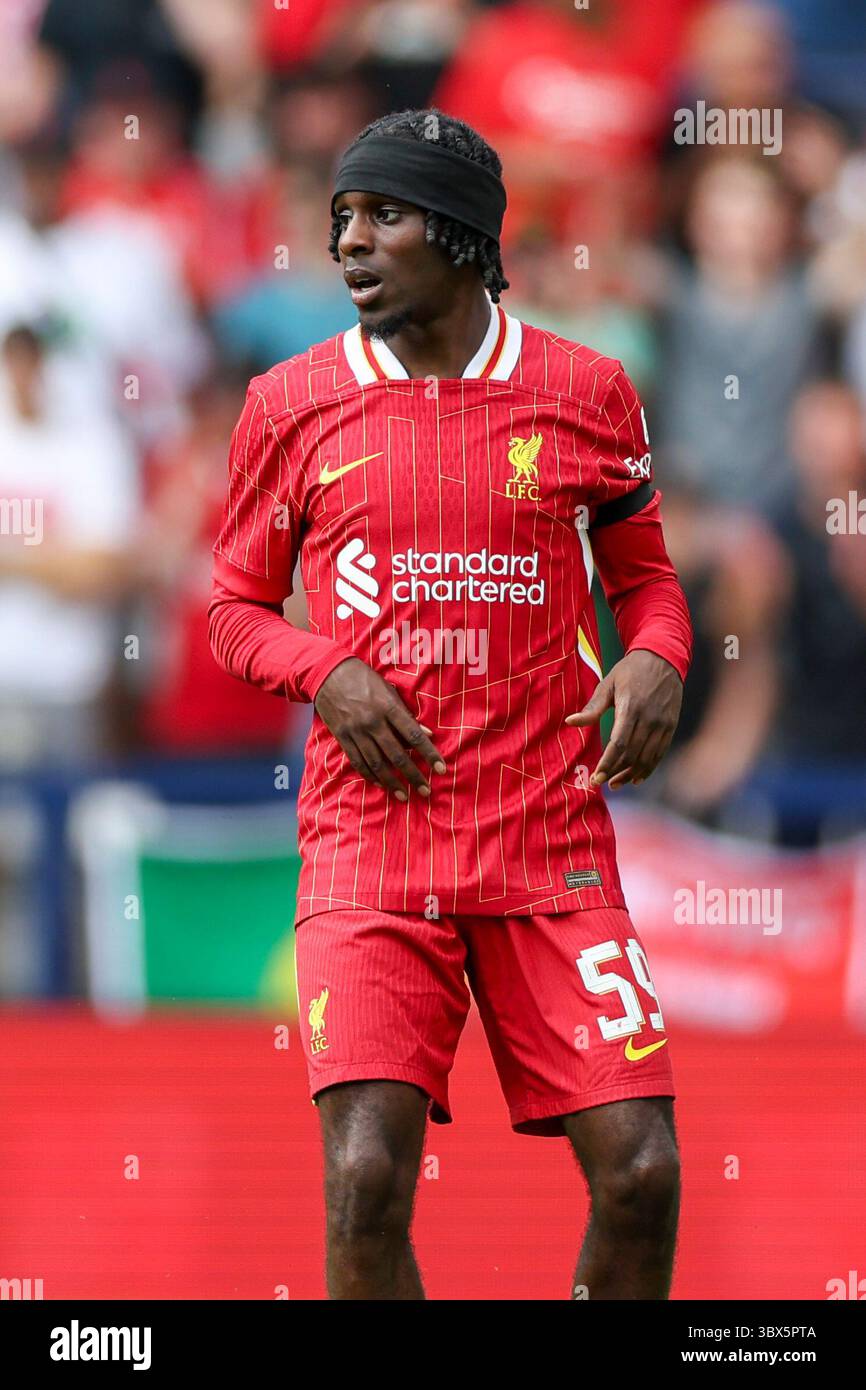 Liverpool defender Jeremie Frimpong during the Preston North End FC v