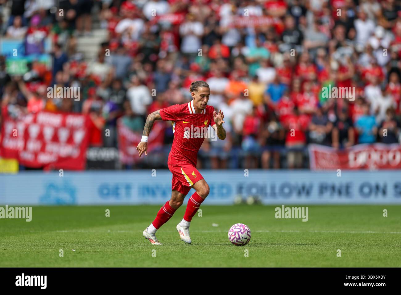 Liverpool defender Kostas Tsimikas (21) during the Preston North End FC