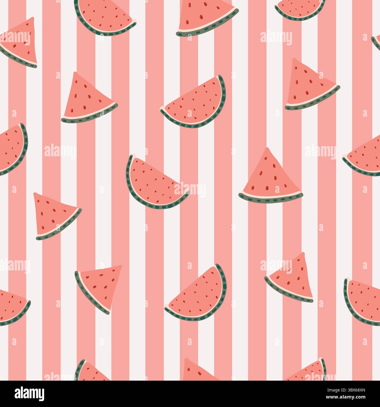 Pink and white stripe pattern watermelon pattern Stock Vector