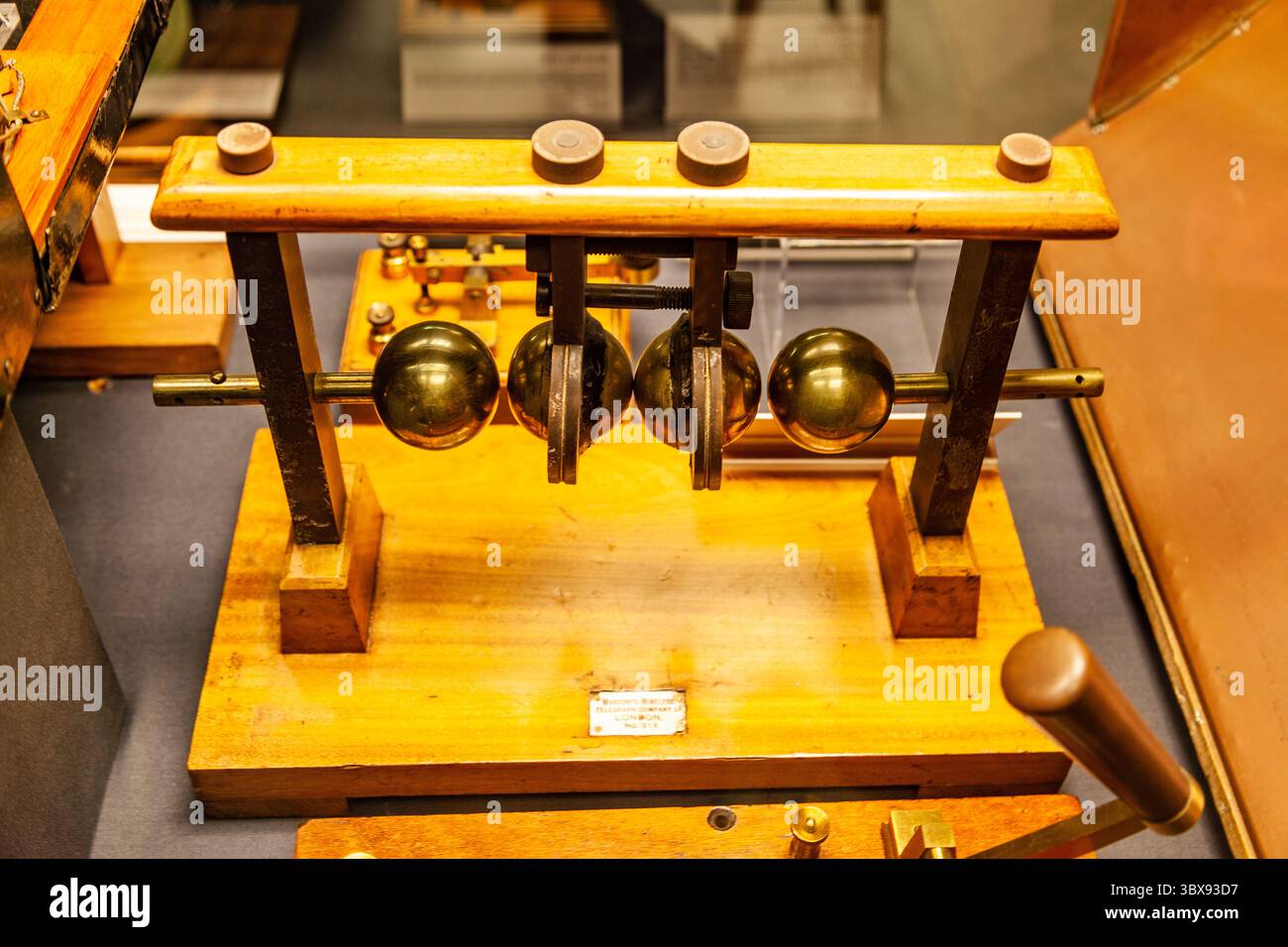 Marconi spherical electrodes used in the transmitter to generate radio ...